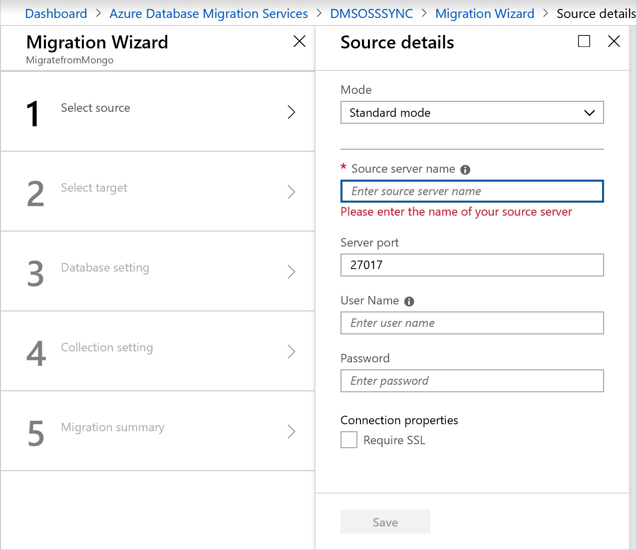 Specify source details