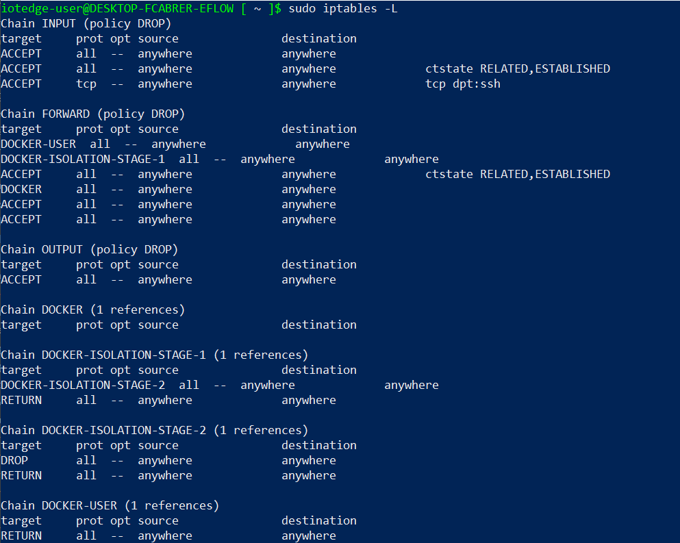 EFLOW iptables default