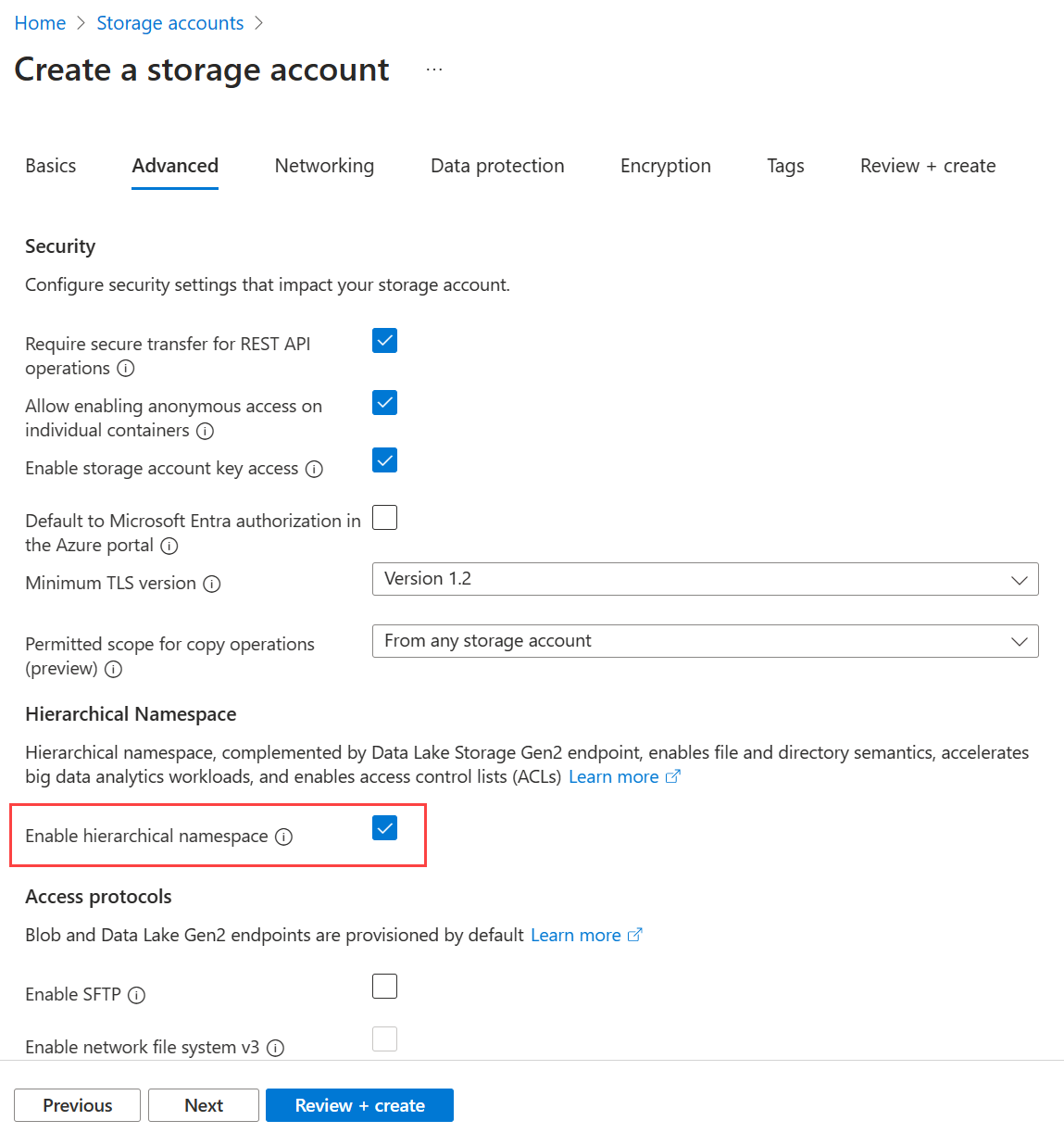 Screenshot that shows how to select Azure Date Lake Gen2 storage.