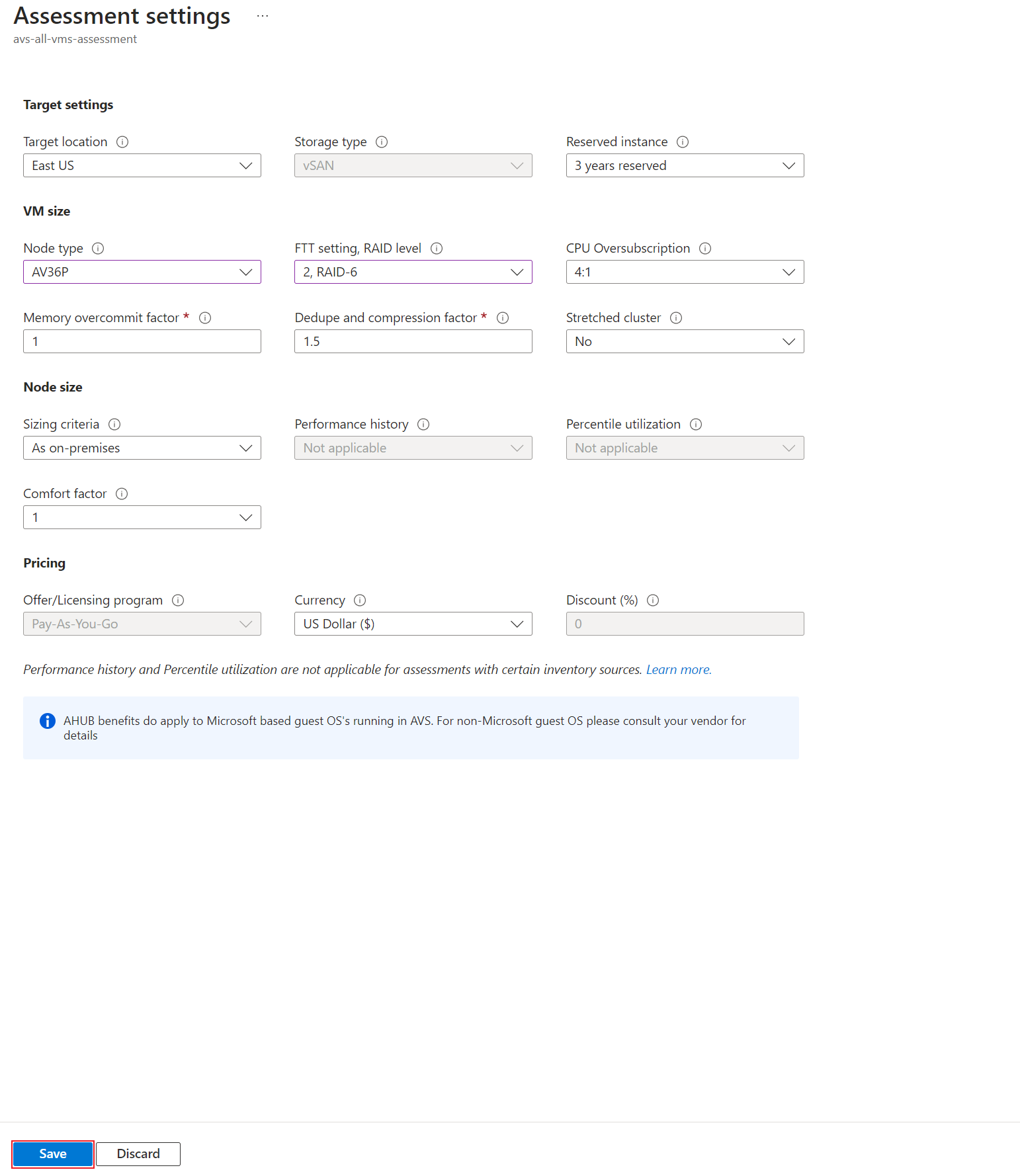 Assessment properties