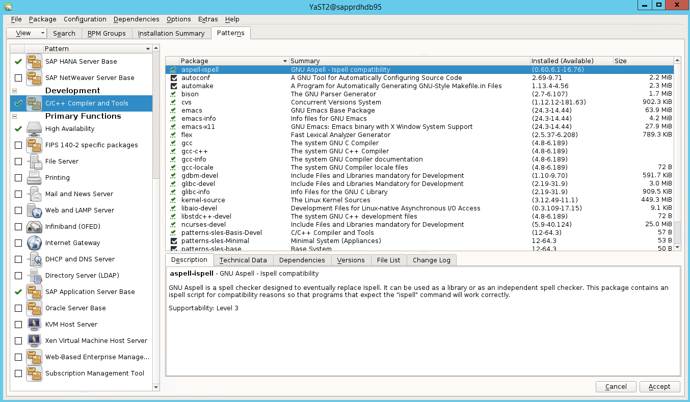 Screenshot that shows selecting the first pattern in the item for compiler and tools.