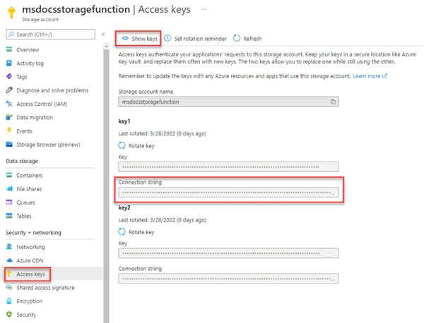 A screenshot showing how to access the storage container.