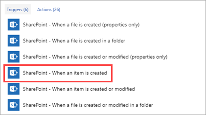 SharePoint create item trigger