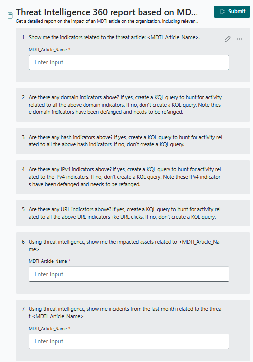 Screenshot of TI report promptbook.