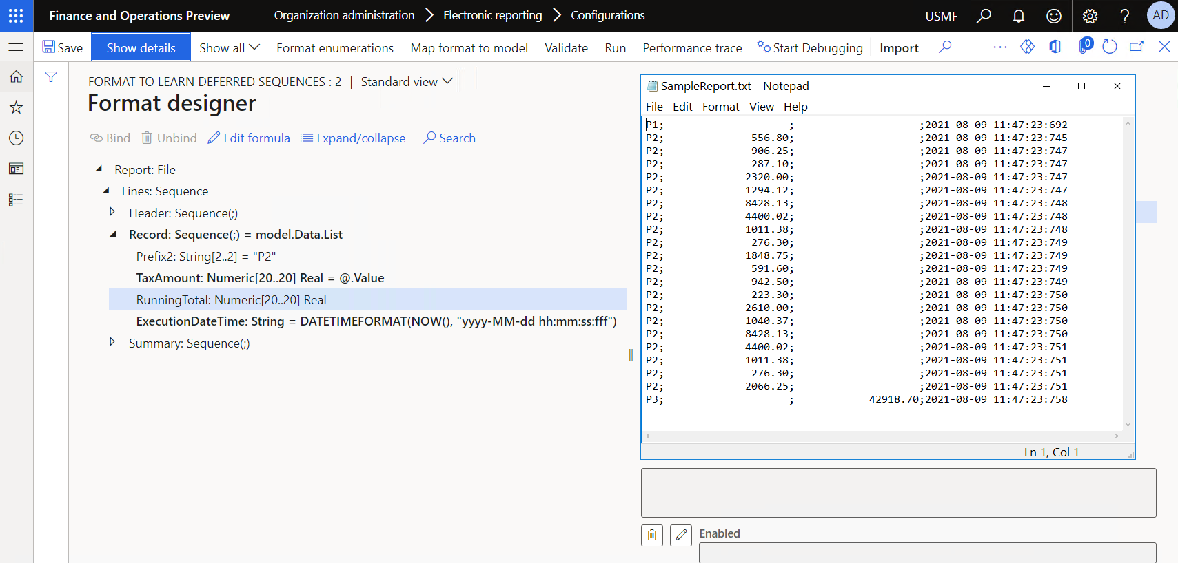 Downloaded file that contains the results of the initial format execution