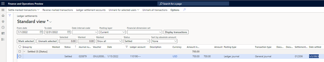 Total 2022 ledger transactions.