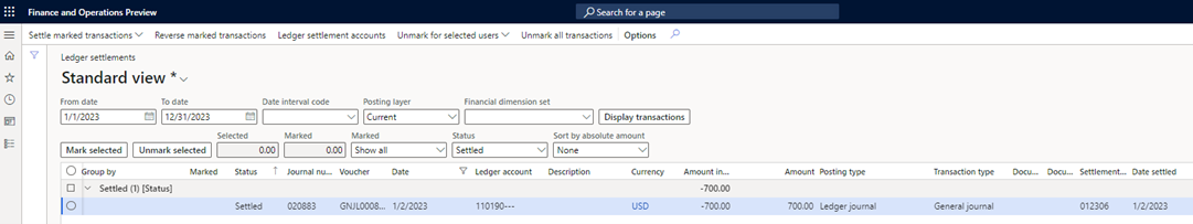 Total 2023 ledger transactions.