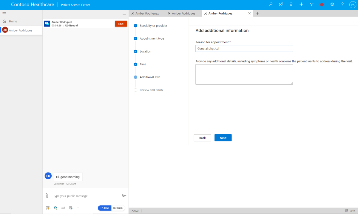 Adding reason and details in the scheduling wizard Adding reason and details in the scheduling wizard.