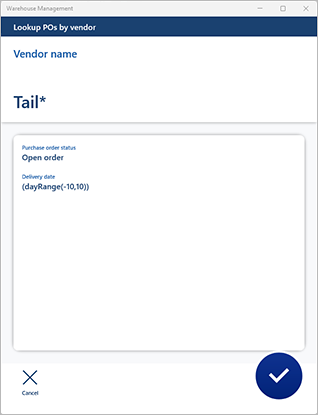 Purchase receiving using PO lookup by vendor, example 1 Purchase receiving using PO lookup by vendor, example 1.