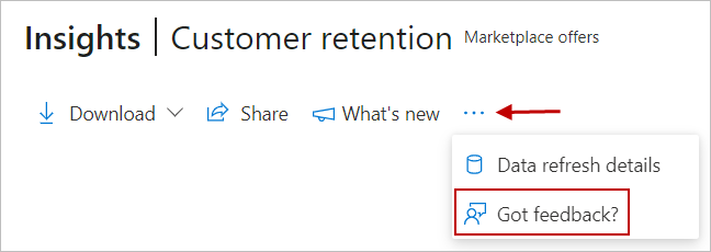 Screenshot of the Got feedback link in the ellipsis menu.
