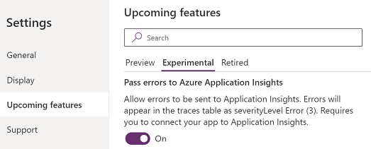 Azure Application Insights सेटिंग में त्रुटियां पास करना सक्षम करें