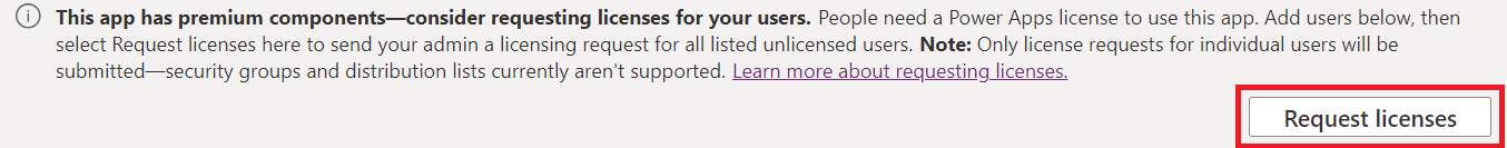 अपने उपयोगकर्ताओं के लिए Power Apps लाइसेंस का अनुरोध करें।