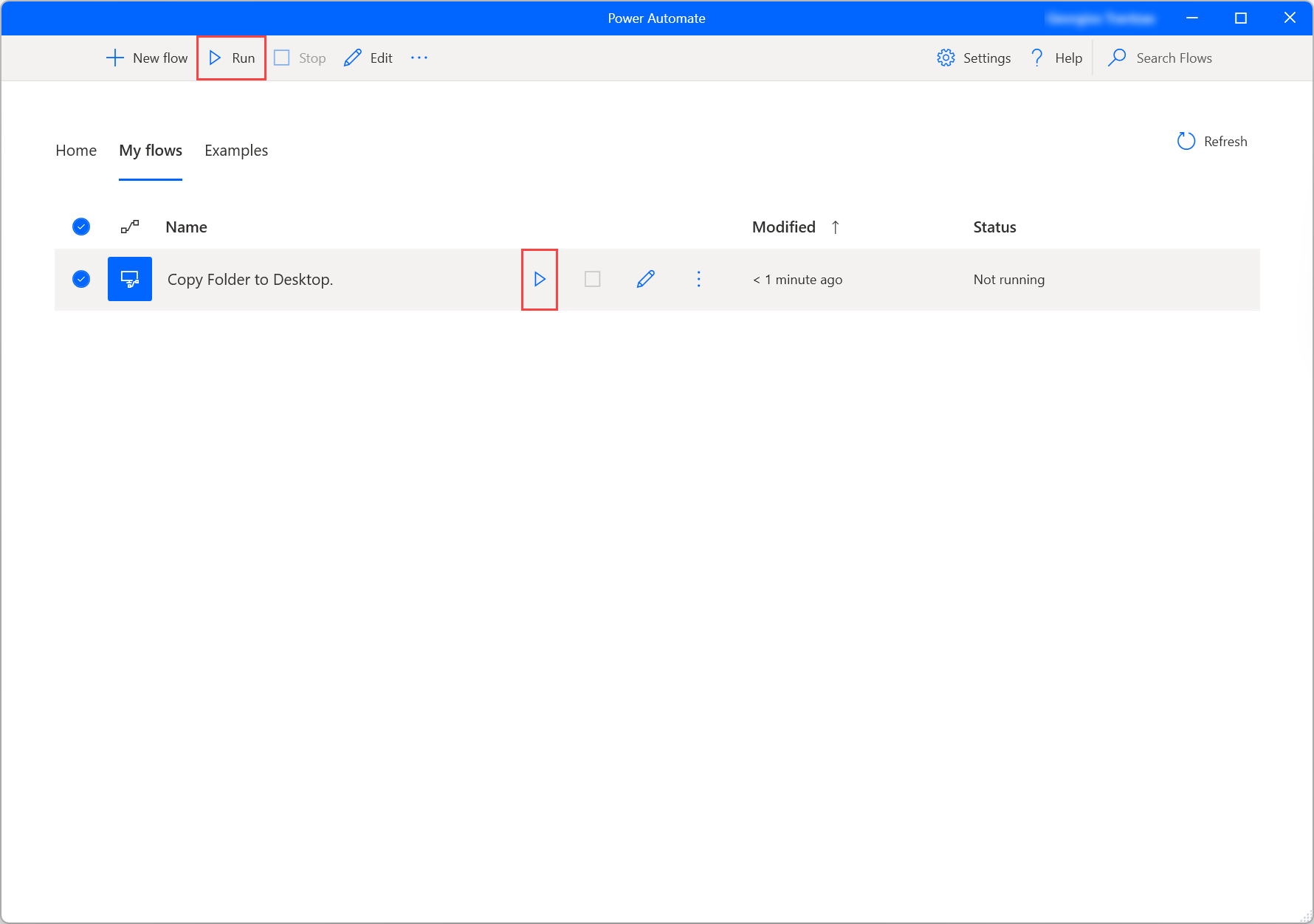 कंसोल में रन बटन का स्क्रीनशॉट.