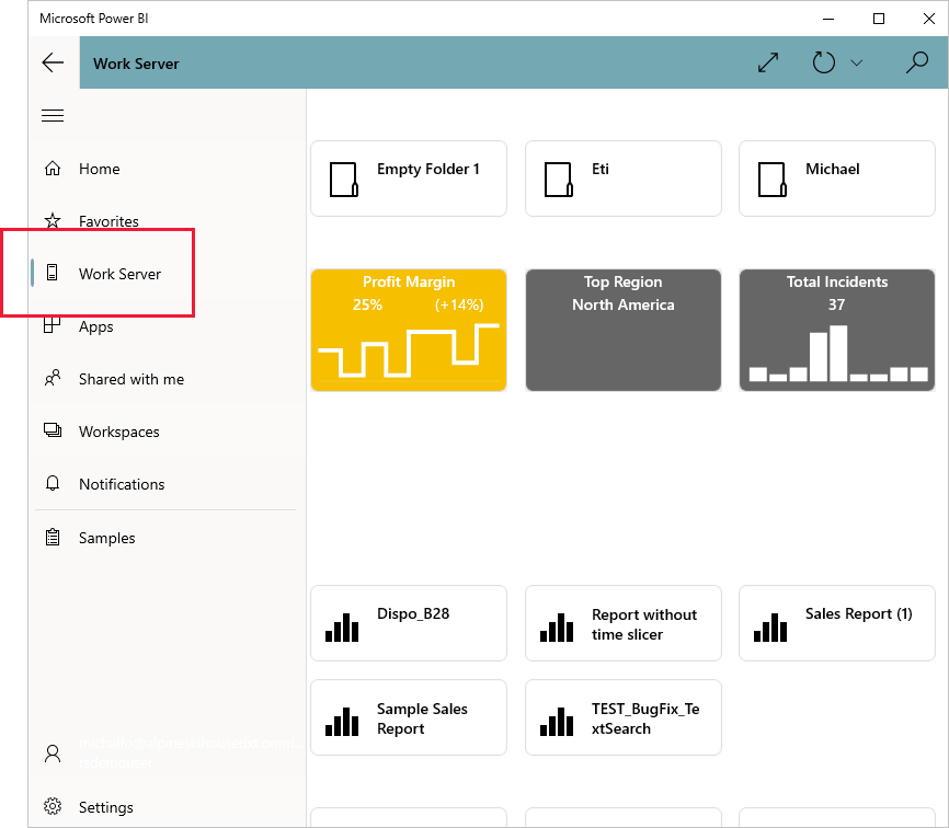 Server in nav pane