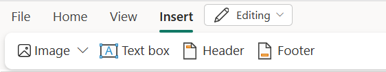 Screenshot of insert ribbon in authoring.