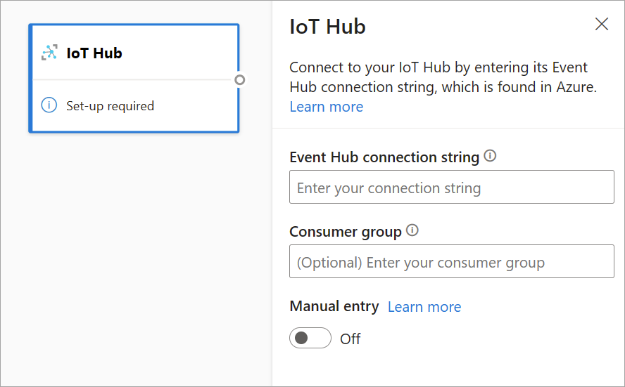  Screenshot that shows the IOT Hub card and configuration pane in diagram view