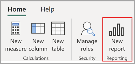 Screenshot of selecting the new report button from the ribbon.