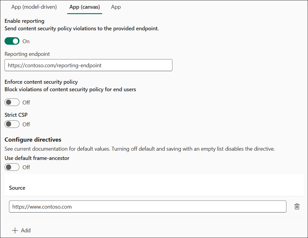 सीएसपी उदाहरण 2, कैनवास