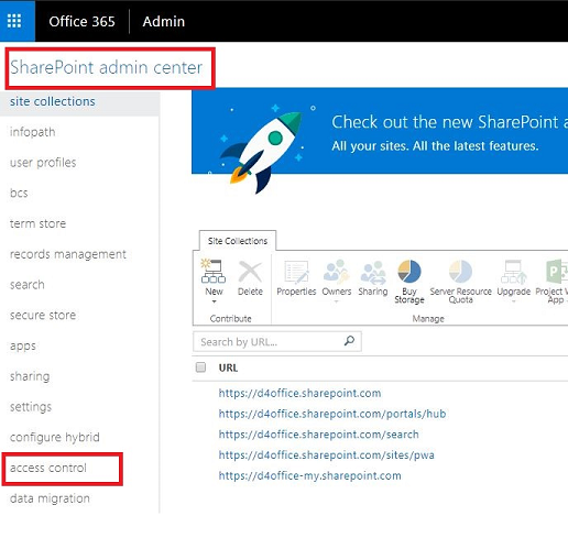 SharePoint अभिगम नियंत्रण।