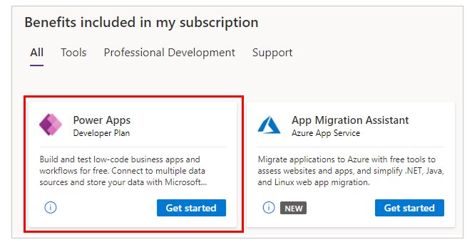 Visual Studio में Power Apps डेवलपर प्लान Visual Studio में Power Apps डेवलपर प्लान