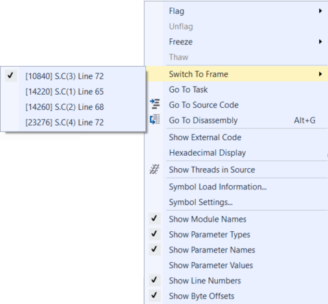 PDB_Walkthrough_3 Stacks menu with 2 options on C while J is current