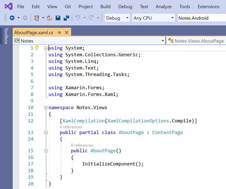 Open AboutPage.xaml.cs