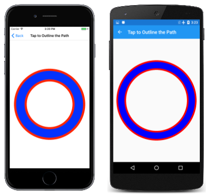Triple screenshot of the outlined Tap To Outline The Path page