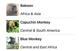 ListView Screenshot of a ListView