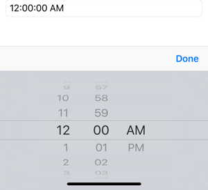 TimePicker Screenshot of a TimePicker