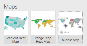 Screenshot of the three different maps that SQL Server mobile reports offers.