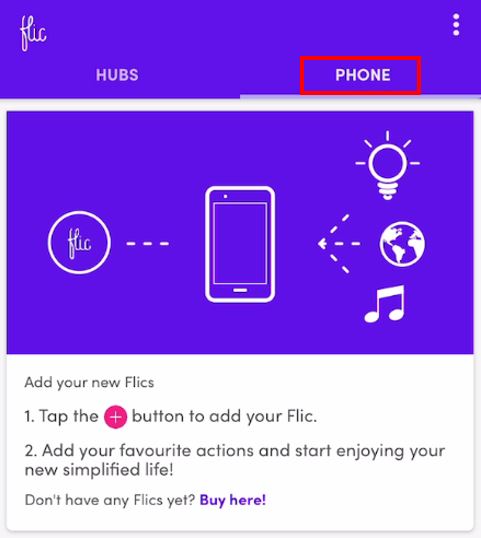 Screenshot of the Flic phone setting tab.