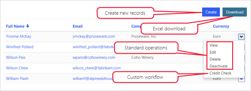Screenshot of list commands and views.