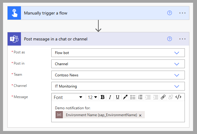 Screenshot of creating the solution-aware cloud flow.