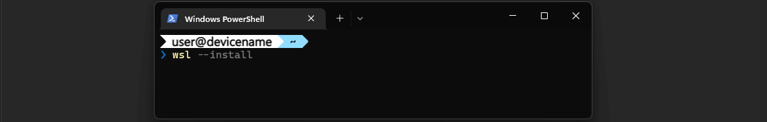 विंडोज टर्मिनल और डब्ल्यूएसएल इंस्टॉल कमांड का स्क्रीनशॉट।