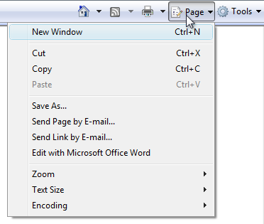 screen shot of toolbar and drop-down command list