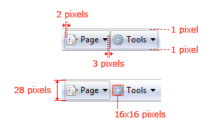 screen shot of toolbars with spacing information