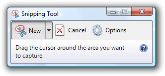 screen shot of snipping tool options dialog box