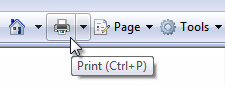 screen shot of toolbar, printer icon, and tooltip