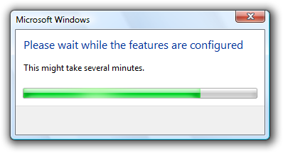 Screen shot of progress bar in modal window