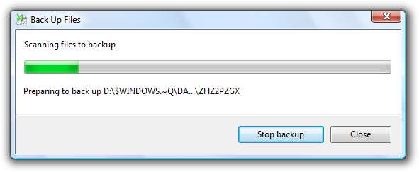 Screen shot of progress bar with Stop button