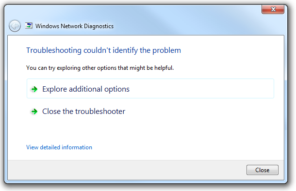 screen shot of diagnostics dialog feedback