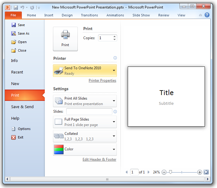 screen shot of print options dialog box