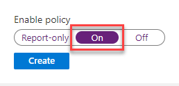 A screenshot of the control that's near the bottom of the web page where you specify whether the policy is enabled.