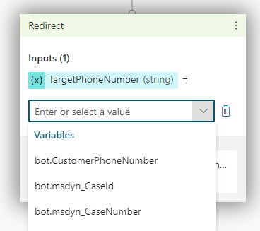 Set the phone number for the Transfer the call to a different phone number action.