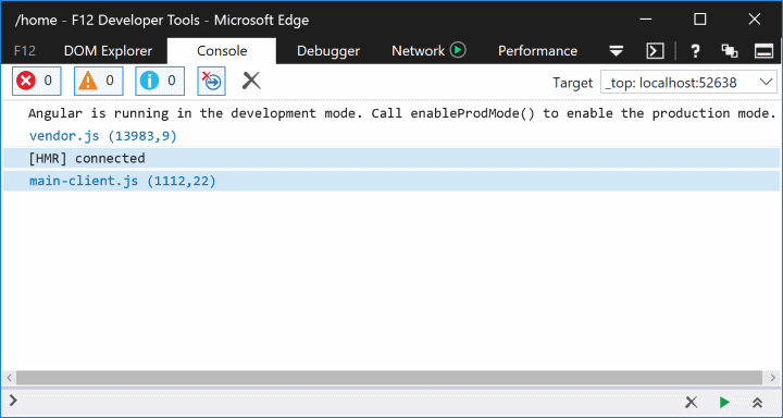 Hot Module Replacement connected message