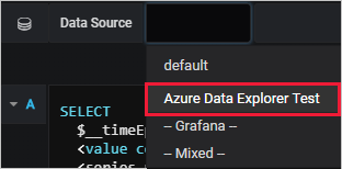 Screenshot of the menu for selecting a data source.