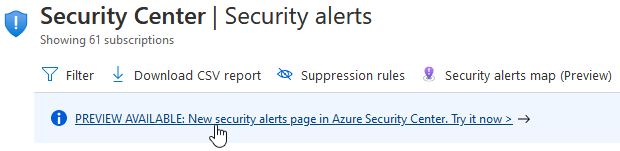 Banner with link to the new preview alerts experience.