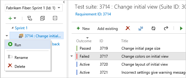 Screenshot shows how to run all active tests in a test suite.