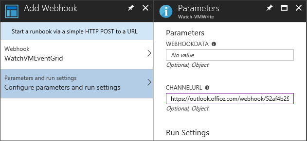 Configure webhook parameters