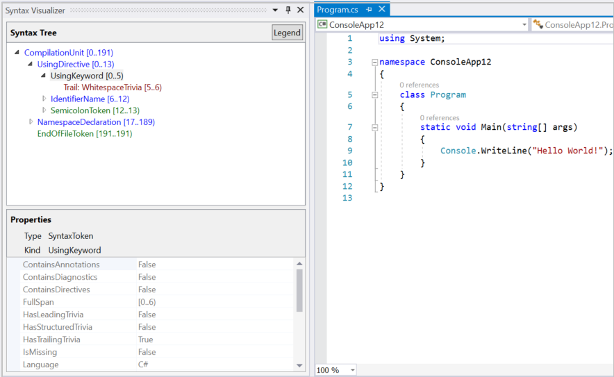 Visualizing a C# syntax tree